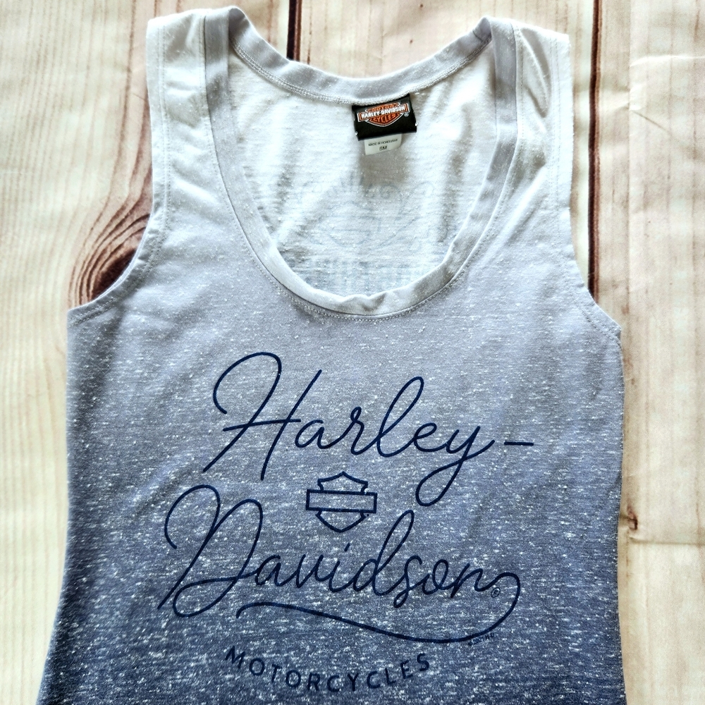 Harley-Davidson "Pretty Gradient Tank Top" Heathered Blue Ombre | Women's Size S - Picture 3 of 10